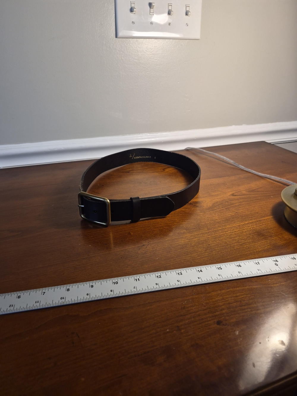 Anthropologie Black Leather Belt with Brass Buckle Size S/32